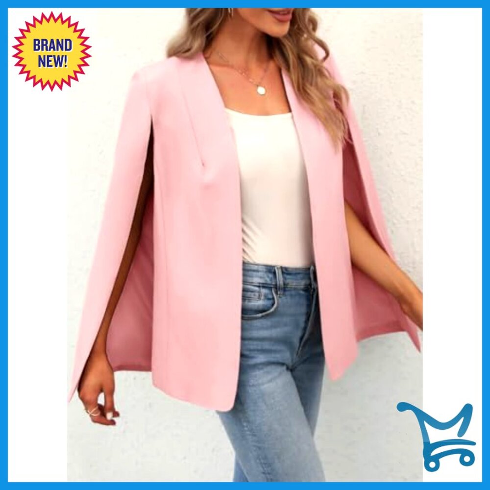 Split Sleeve Cape Blazer Open Front Workwear Jack… - image 3